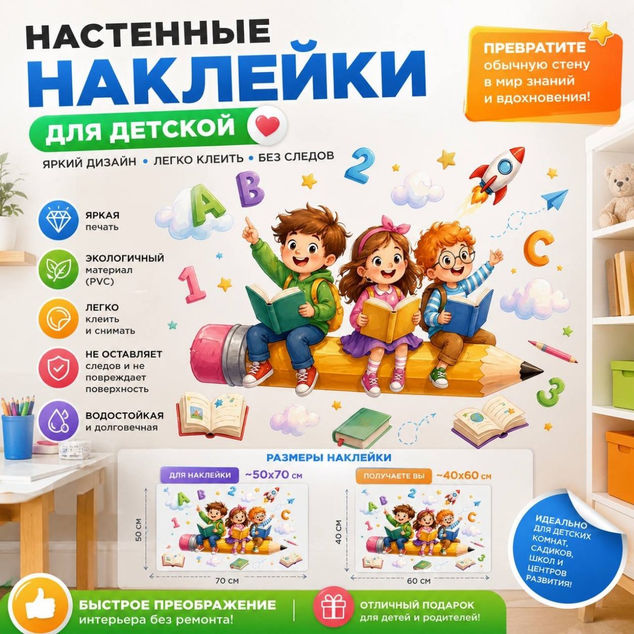 Настенная наклейка ABC